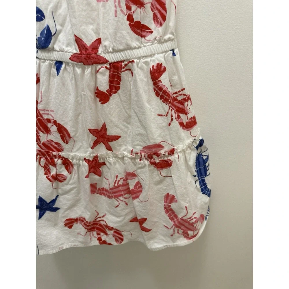 J.Crew Girls Size 8 Lobster Starfish Print Cotton Dress Red White Blue Coastal